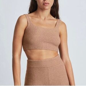 NWT Everlane Sz M Tan Camel The Cozy Stretch Tank Top Cropped Ribbed